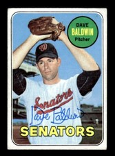 DAVE BALDWIN SIGNED 1969 TOPPS BASEBALL #132 WASHINGTON SENATORS ON-CARD AUTO