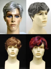 MENS MALE SHORT STRAIGHT WAVY HAIR WIG W/ TAPERED BACK & OFF-CENTERED PART FRANK