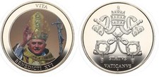 Medal - Vatican Pope Benedict XVI Benedicti XVI Vita - UNC IN Capsule