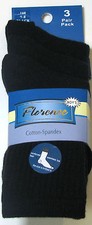 Florence Boys Cotton Casual Crew Socks 3 Pair Pack Black #160