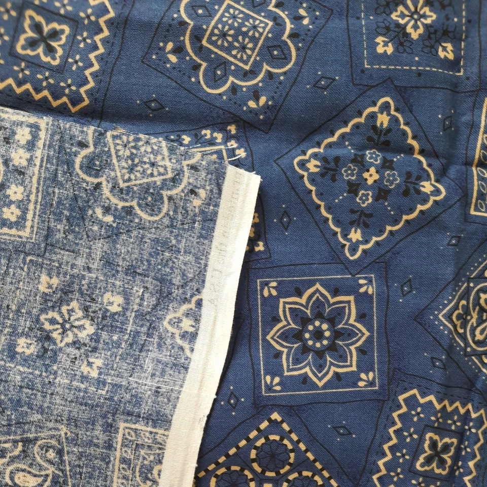 VTG Quilting Fabric Cranston Print Works 44" X 23" Cotton Blue Tan Sewing - Image 4 of 4