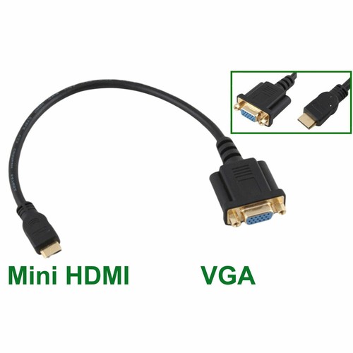 Mini HDMI-compatible Male To DB15 VGA 15Pin Female Video AV Adapter Cable HDTV - Picture 4 of 4