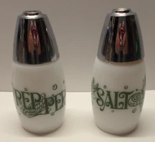 Vintage Westinghouse Gemco Salt & Pepper Shakers Green Butterflies
