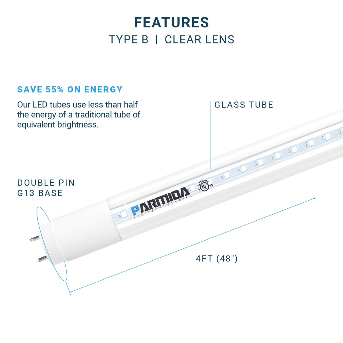 48 Inch Led Tube Lights 18W 48 Inch 4ft T8 LED Tube Light Bypass
