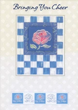 Designer Greetings Sparkling Glitter Flower Inside Blue Frame Cheer Card
