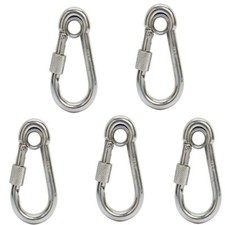 250 LB Cap 5 PC 1/4'' Marine Stainless Steel Spring Snap Hook w/ Eyelet  Screw