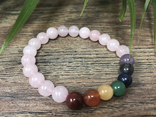 Chakra Bracelet Bead Rose Quartz Stretchy Gemstone Crystal Reiki Chakra Wicca. - Picture 9 of 10
