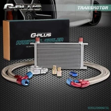 19 Row AN10 Fit For Universal Engine Silver Oil Cooler + Filter Adapter Kit