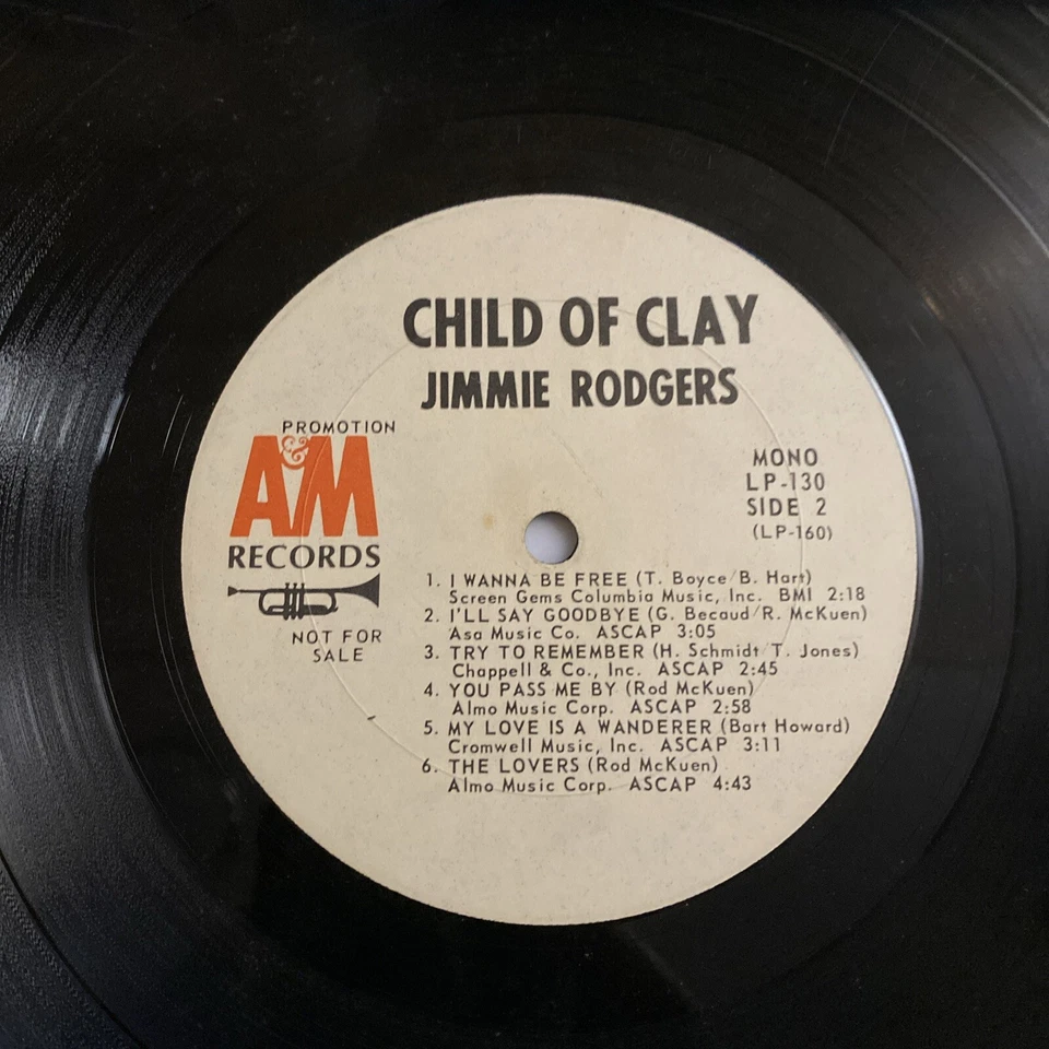 Jimmie Rodgers: Child Of Clay - 1967 A&M Records SP-4130 -Folk Rock Vinyl LP - Imagem 4 de 4