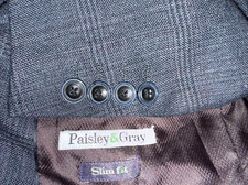 Paisley and Gray Slim Fit Gray plaid blazer sport coat size 38