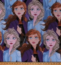 Fleece Anna Elsa Disney Princess Frozen 2 Sisters Kids Fabric Print BTY A334.24