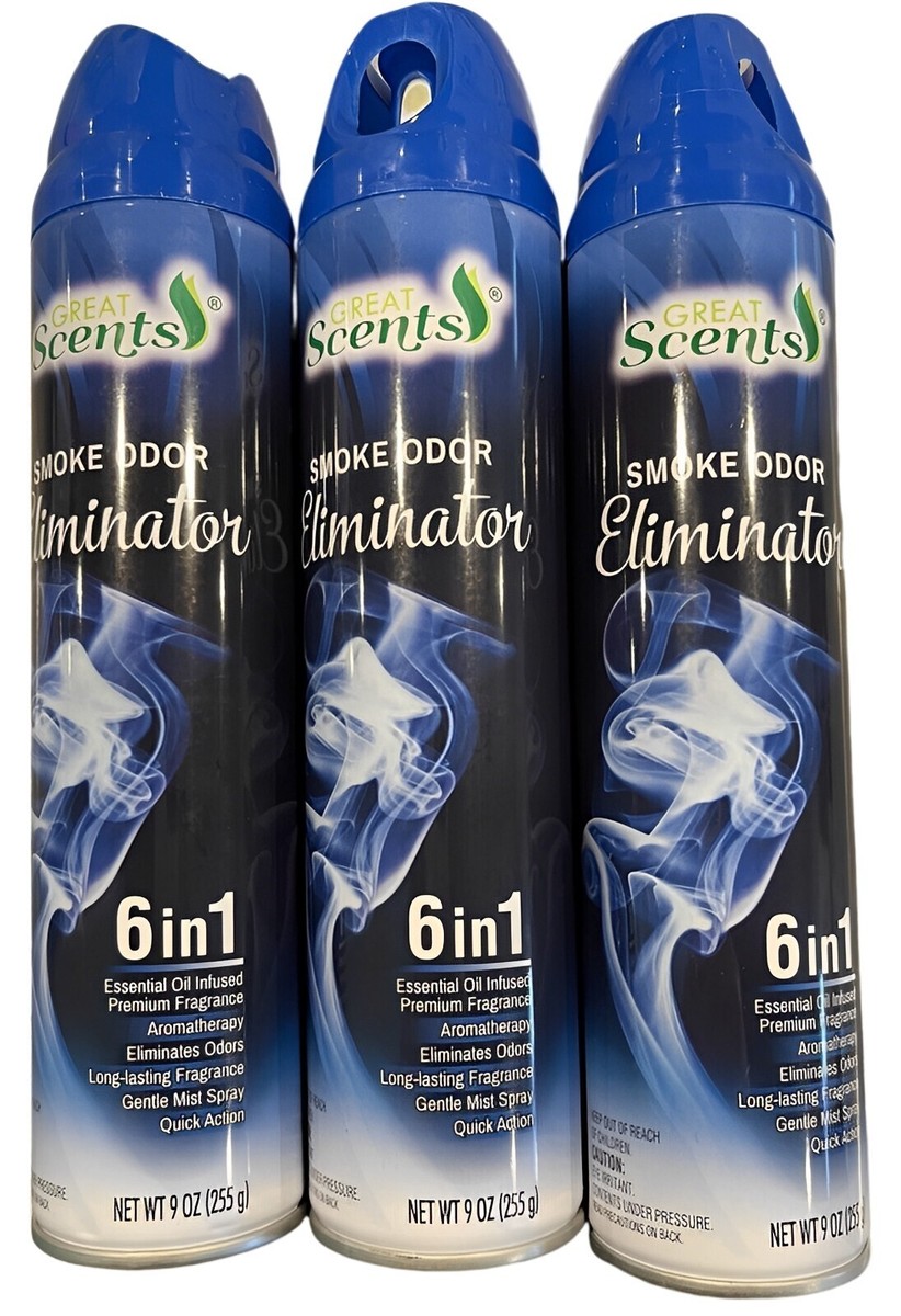 best air freshener for cigarette smell SMOKE ODOR Eliminator Spray Air Freshener GREAT SCENTS 9oz ( 3 pack ) blue