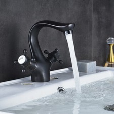 Oil Rubbed Bronze Bathroom Basin Faucet Double Handle Lavatory Faucet Mixer Tap