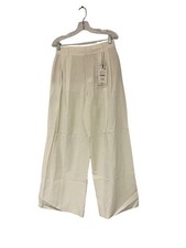Zara Womens Trousers Pants wide S Oyster White High-Waisted Pleated 6929/505 NWT