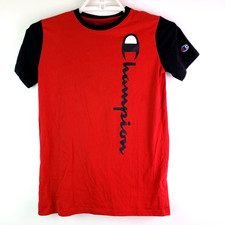 Champion Youth Boys Size L Red Black Short Sleeve Graphic T-Shirt