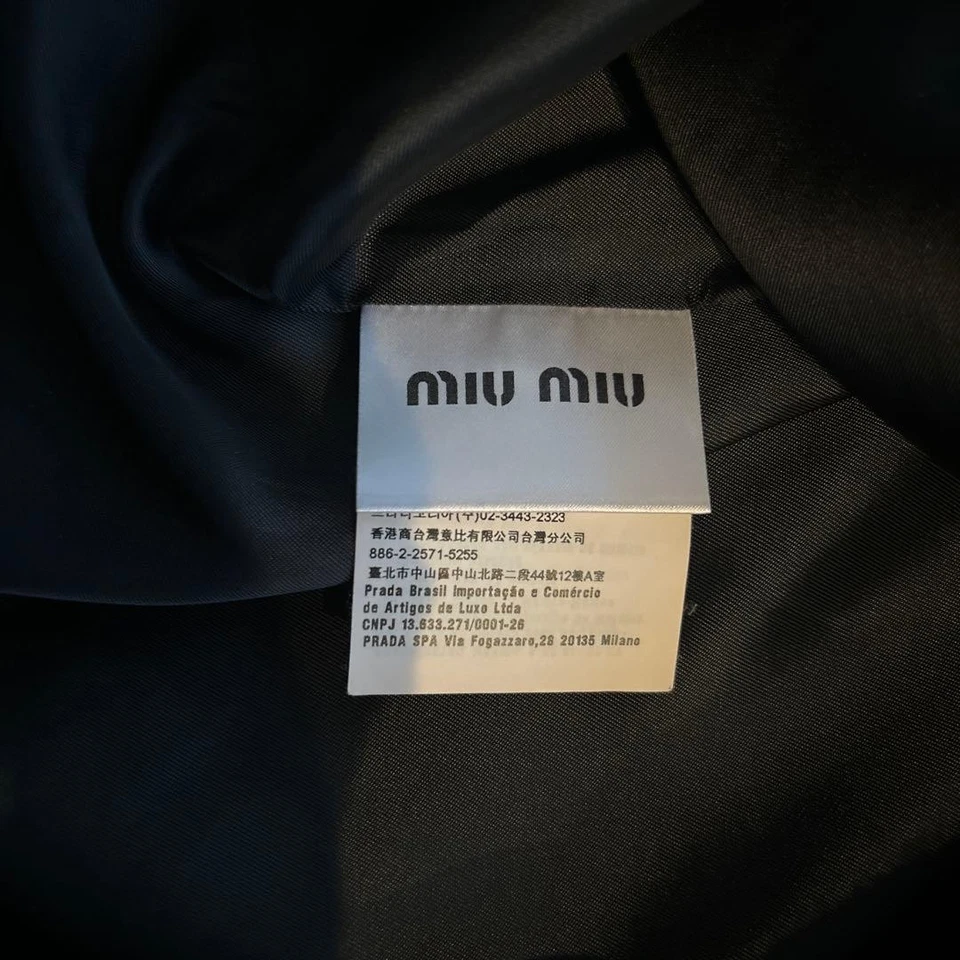 Abrigo Largo MIU MIU Talla 38 Patrón a Cuadros Mezcla Lana Azul Marino Rojo Blanco Amarillo Foto 4 de 4