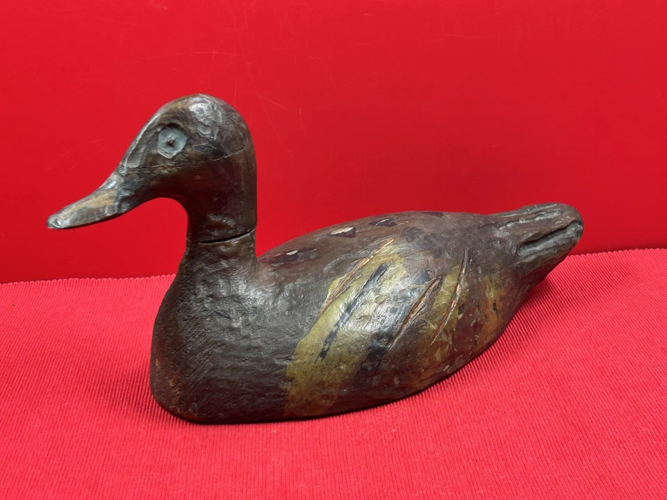 Chasse pêche art populaire. Appeau appelant leurre canard ancien en bois 30 cm - Photo 2/4