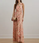 Lauren Ralph Lauren Floral Ruffle-Trim Georgette Gown MSRP $265