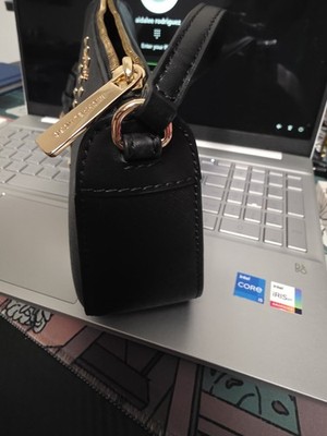 michael kors women's leather shoulder bag black studded gold hardware logo