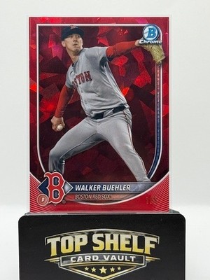 🔥 2025 Bowman Walker Buehler Red Sapphire # /5 Red Sox Color match 1st on print