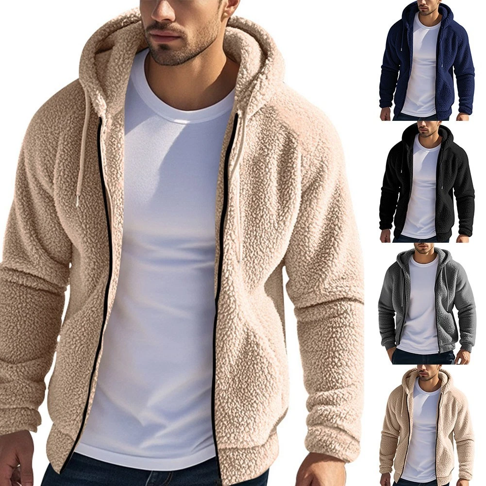 SACAI Giacca pile fantasia tinta unita uomo felpa cappotto invernale manica lunga tasche design