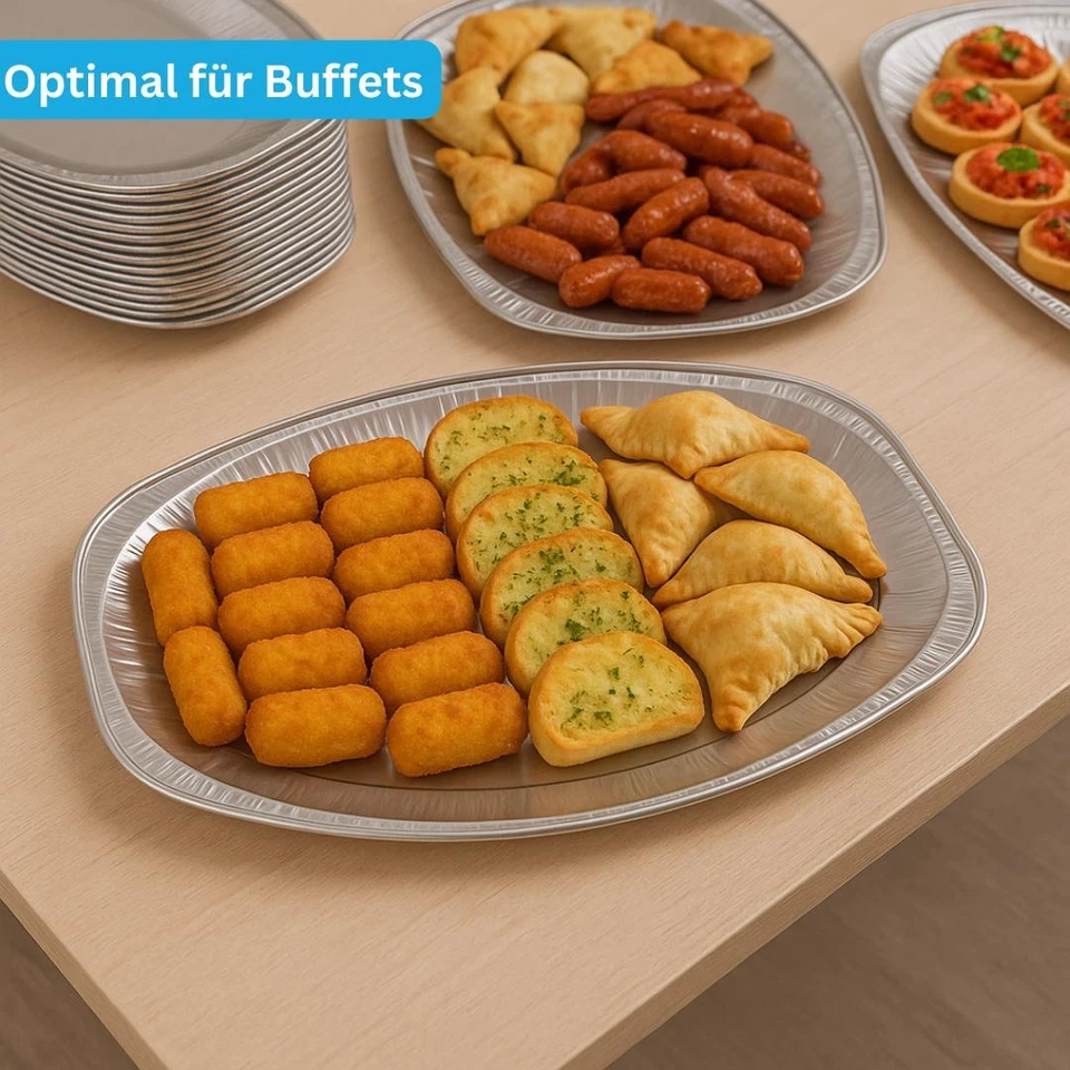 Enpack Alu Servierplatte 55x30 cm - optimal für Buffet Party - Grillplatten oval - Bild 3 von 4