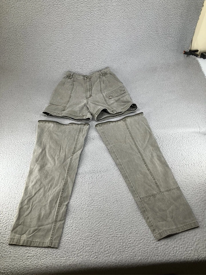 Calça Cabelas Vintage Feminina 8 Cinza Conversível Lona Caminhada Bolsos de Carga - Imagem 2 de 4