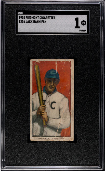1909 T206 JACK HANNIFIN NNO POOR PIEDMONT 350 SGC 1 JERSEY CITY SKEETERS