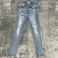 BKE Parker Women  s High Rise Ankle Skinny Jean Size 28 Blue Denim Distressed