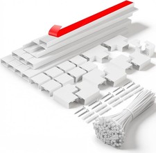 30x15mm White Cable Trunking, 4M Self Adhesive Cable Conduit Management Trunking