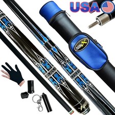 58 Inch Fiberglass Pool Cue W/ Multi-Layer Leather Tip  Quick-Connect Joint New