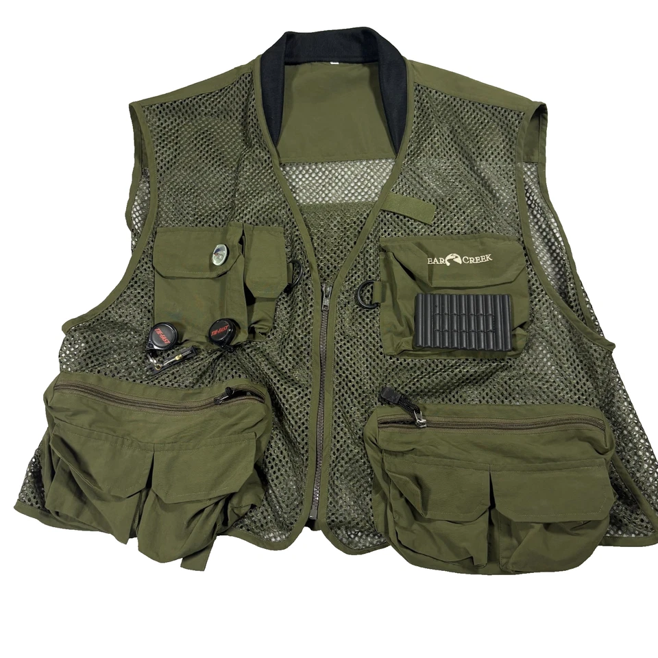 Clear Creek Angelweste Herren groß olivgrün Mesh Utility Outdoor Ausrüstung Tasche