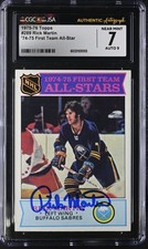 Rick Martin Signed 1975-76 Topps Card #289 Buffalo Sabres CGC 7 JSA 9 Auto