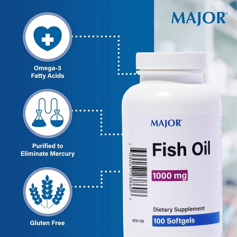 Suplemento dietético Major Fish Oil Omega 3 1.000 mg, cápsula blanda 100 unidades Foto 3 de 4
