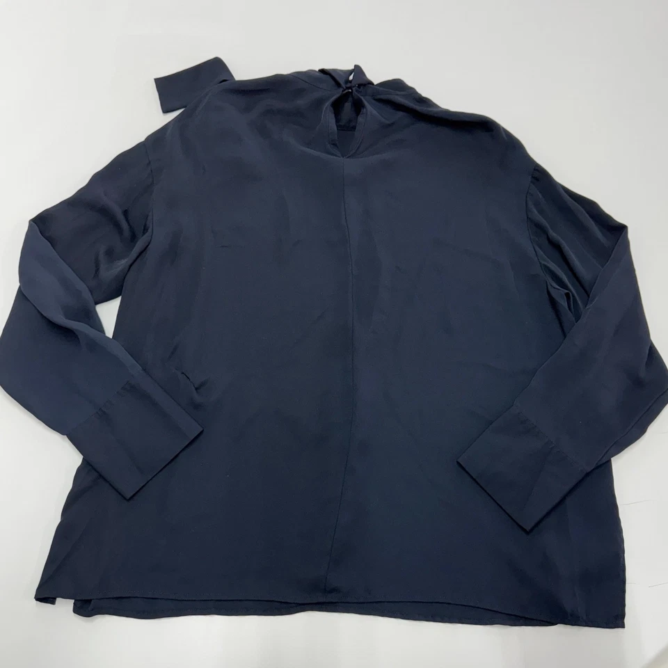 Jason Wu  Blouse Womens Size 12 Blue Black Tie Neck Long Sleeve Career - Image 3 of 4