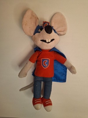  CHUCK E CHEESE Plüsch Superheld mit Umhang Maske Stofftier