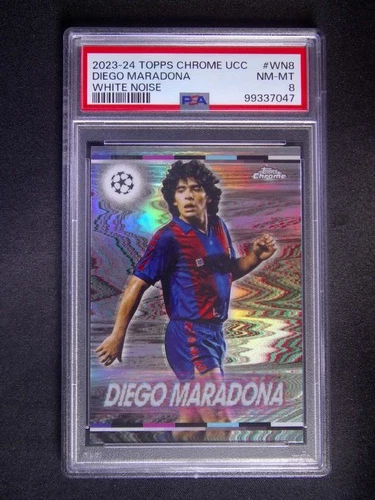2023-24 Topps Chrome UCC Diego Maradona White Noise PSA 8