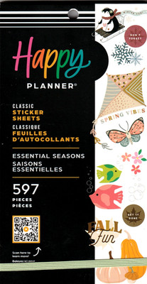 Happy Planner ESSENTIAL SEASONS Sticker Book - 30 Pages - 597 Pieces - NEW