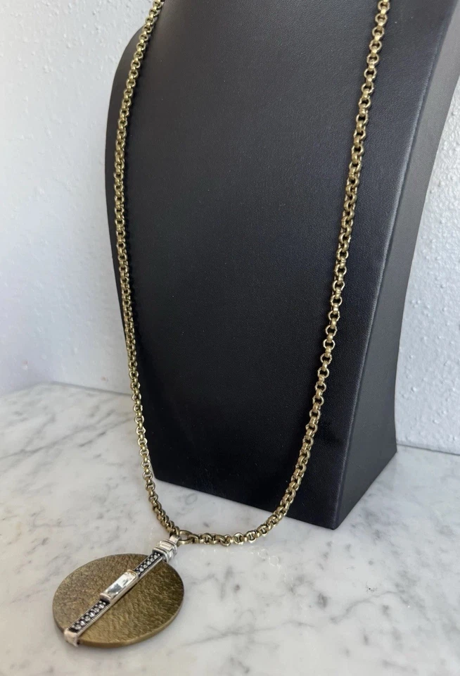 SILPADA KRN0008 Cristal Ficha Latón Disco Swarovski Colgante Cadena Collar Foto 3 de 4