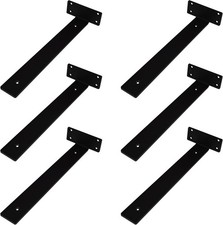 6 Pack 12 Inch Heavy Duty Metal Shelf Brackets Black L 1/5" Thick