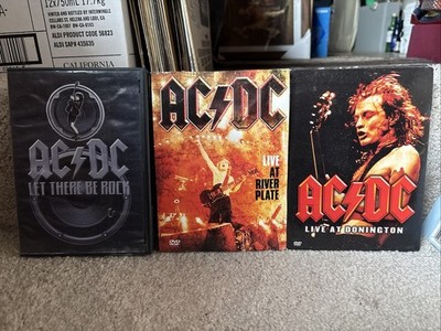 Three AC/DC DVDs: Let There Be Rock, Live At River Platte, & Live At Donington 