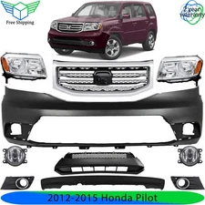 Front Bumper Cover & Headlight Assembly Kit For 2012-2015 Honda Pilot