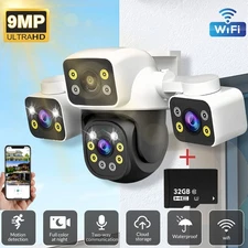 9MP Outdoor Security Camera CCTV with 10X Zoom 3 Lens PTZ Waterproof WiFi Camera