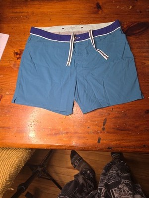 Mackeene Swim Trunk Men Large Blue Drawstring Board Short Chic and Technique