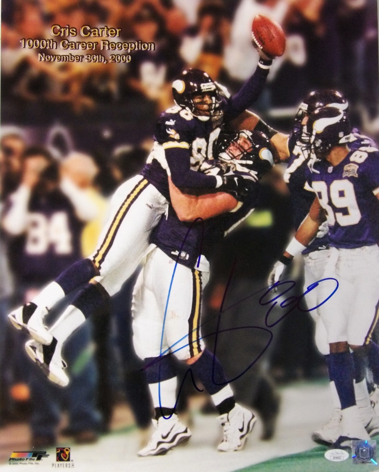 Cris Carter Autographed Signed Minnesota Vikings 16x20 Glossy Photo JSA Authenticated 