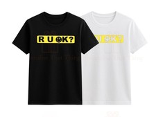 R U OK ? yellow smiley face are you ok day tshirt for mental health awareness