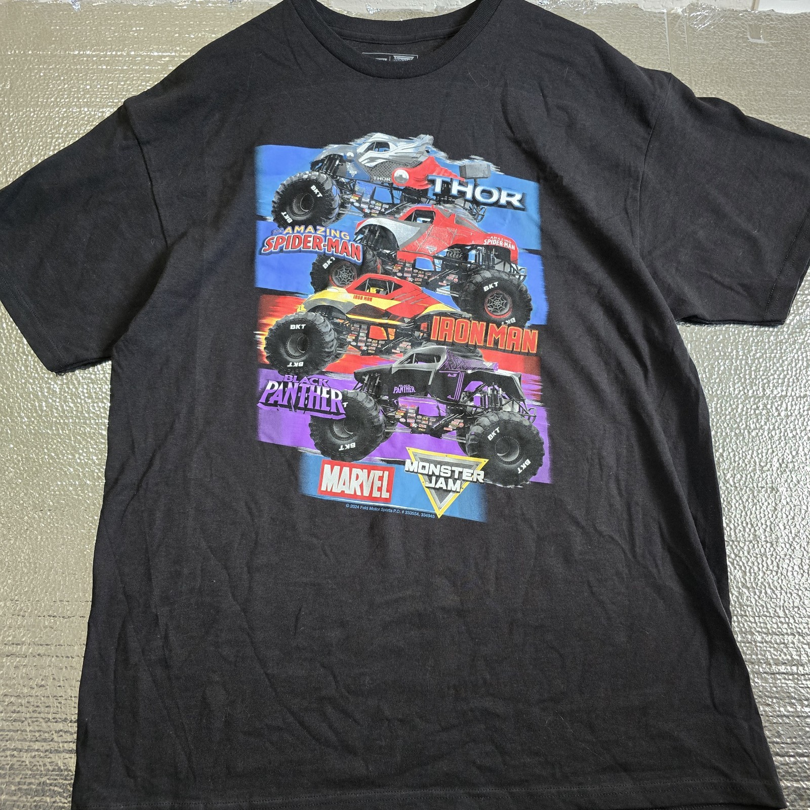 Monster Jam Marvel Disney Superhero T-Shirt Mens XL Spiderman Thor Iron Man