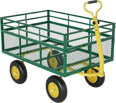 1400LB Garden Dump Cart Steel Utility Wagon w/Pneumatic Tires Wheelbarrow Wagon