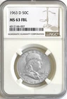 1963-D Franklin Silver Half Dollar NGC MS64 FBL