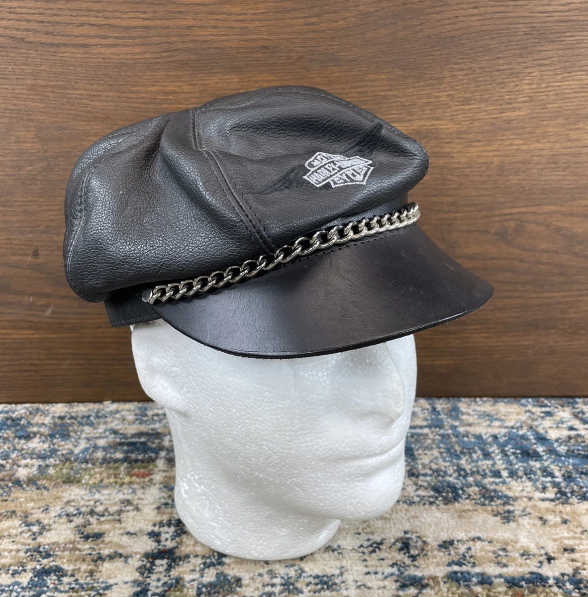 Harley-Davidson レザーキャップ ブラック USA製 ヴィンテージ 25+ Harley-Davidson Black Leather Hats for Men for sale | Updated